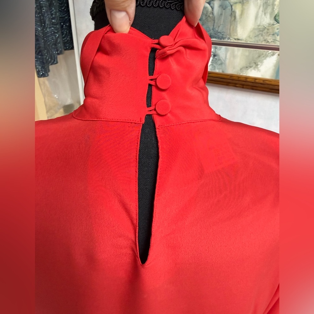 Michelle Stuart Vibrant Red Pleated Blouse - Picture 2 of 10